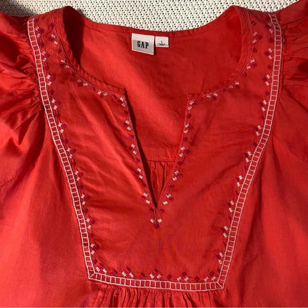 GAP Coral Cotton Embroidered Blouse - Picture 2 of 3